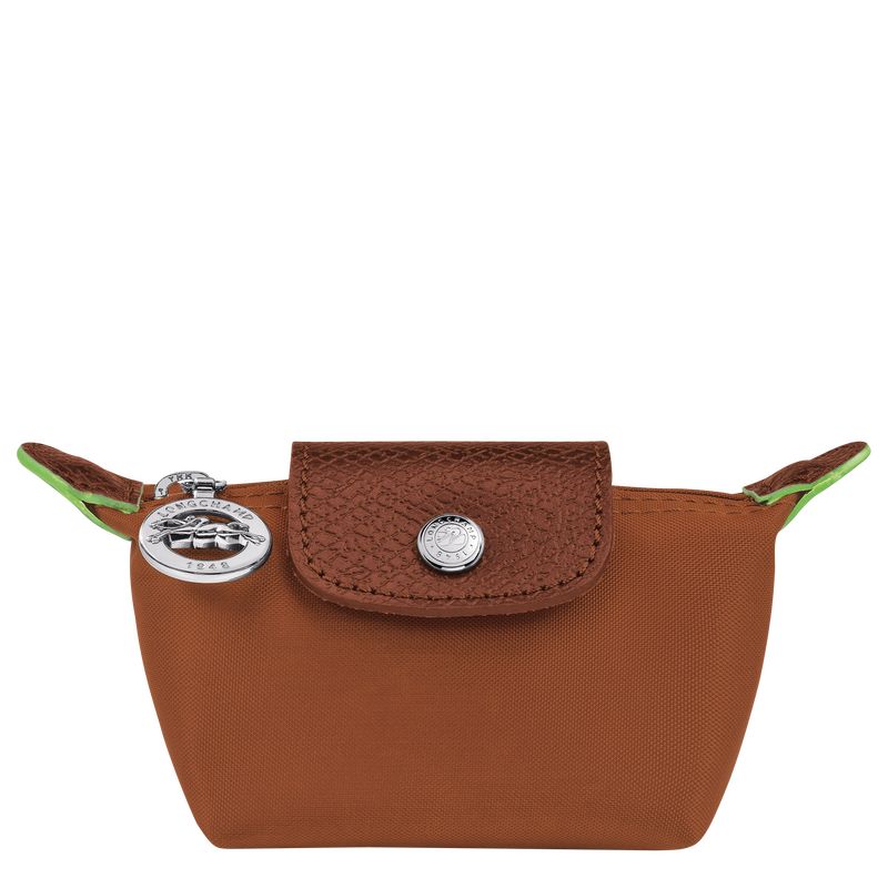 Portmonetki Damskie Longchamp Le Pliage Green Recycled canvas Cognac | PL8538PJ