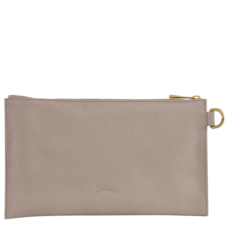 Pouches Damskie Longchamp Le FoulonnÉ Leather Turtledove | PL8725SG