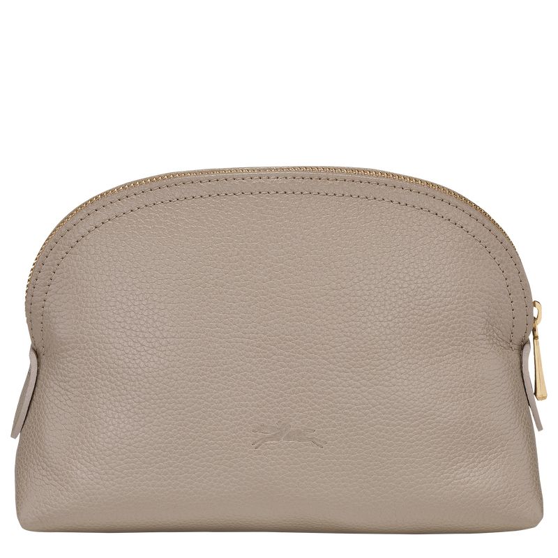 Pouches Damskie Longchamp Le FoulonnÉ Leather Turtledove | PL8721HA