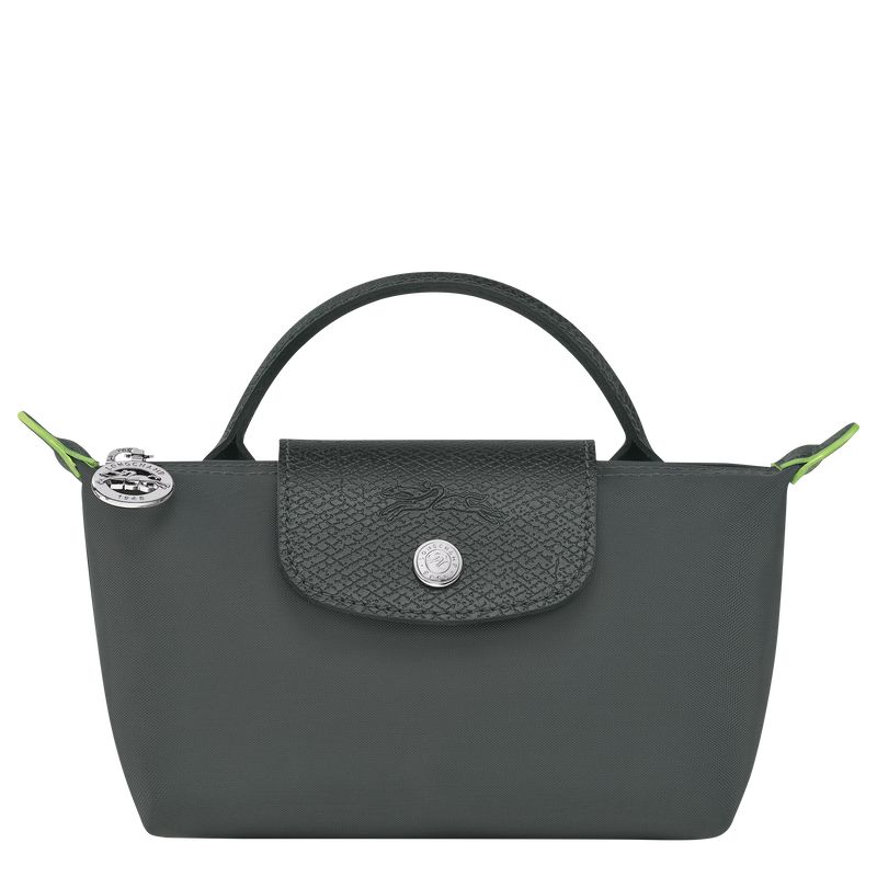 Pouches Damskie Longchamp Le Pliage Green with handle Recycled canvas Graphite | PL8453BE