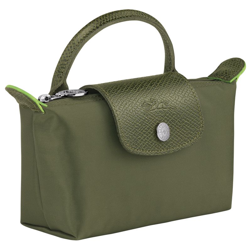 Pouches Damskie Longchamp Le Pliage Green with handle Recycled canvas Forest | PL8450MQ