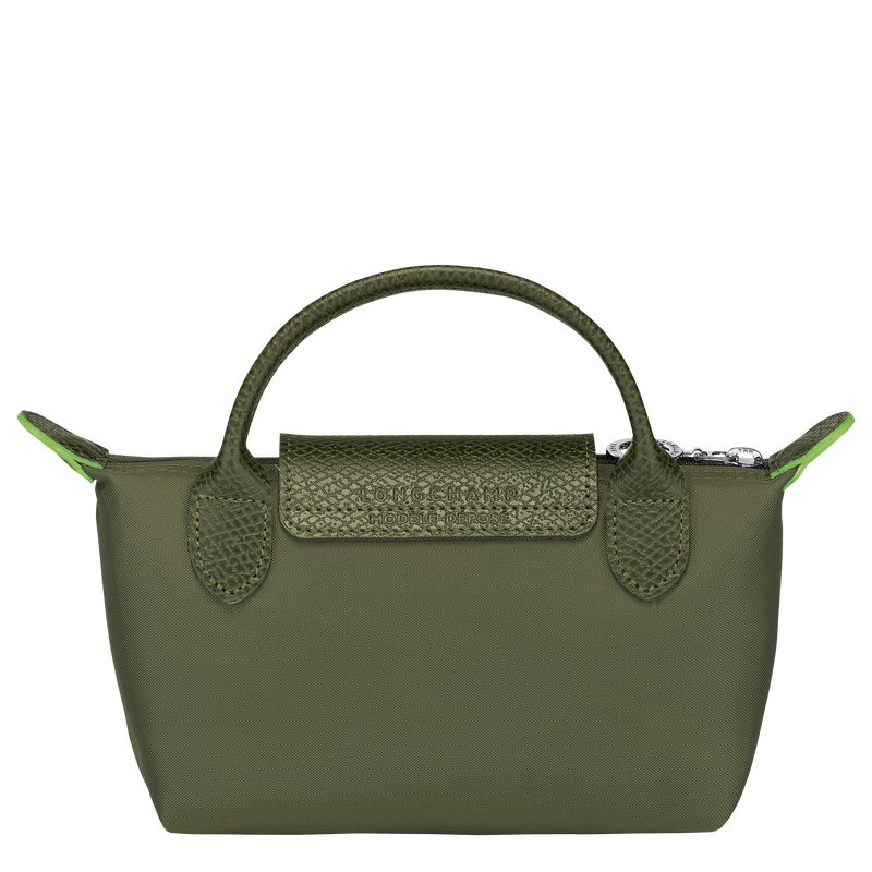 Pouches Damskie Longchamp Le Pliage Green with handle Recycled canvas Forest | PL8450MQ