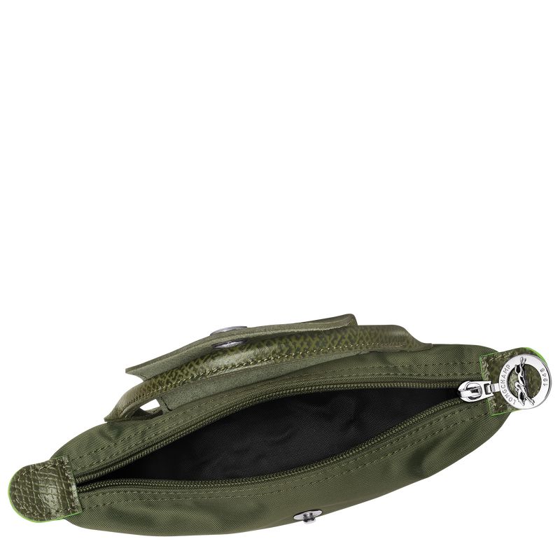 Pouches Damskie Longchamp Le Pliage Green with handle Recycled canvas Forest | PL8450MQ