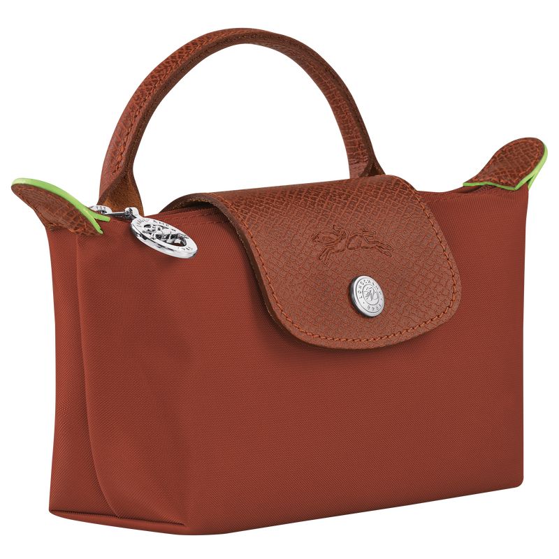 Pouches Damskie Longchamp Le Pliage Green with handle Recycled canvas Chestnut | PL8449NW