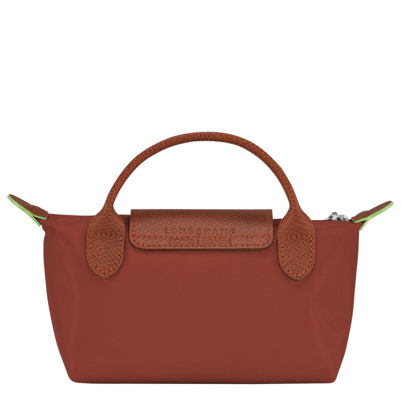 Pouches Damskie Longchamp Le Pliage Green with handle Recycled canvas Chestnut | PL8449NW