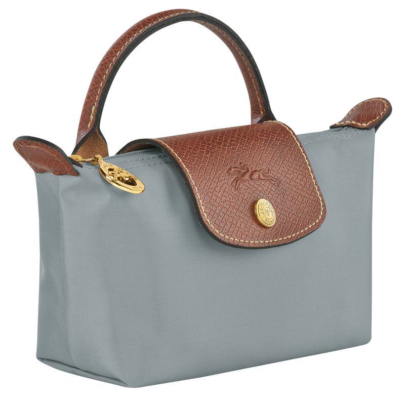 Pouches Damskie Longchamp Le Pliage Original with handle Recycled canvas Steel | PL8458LI