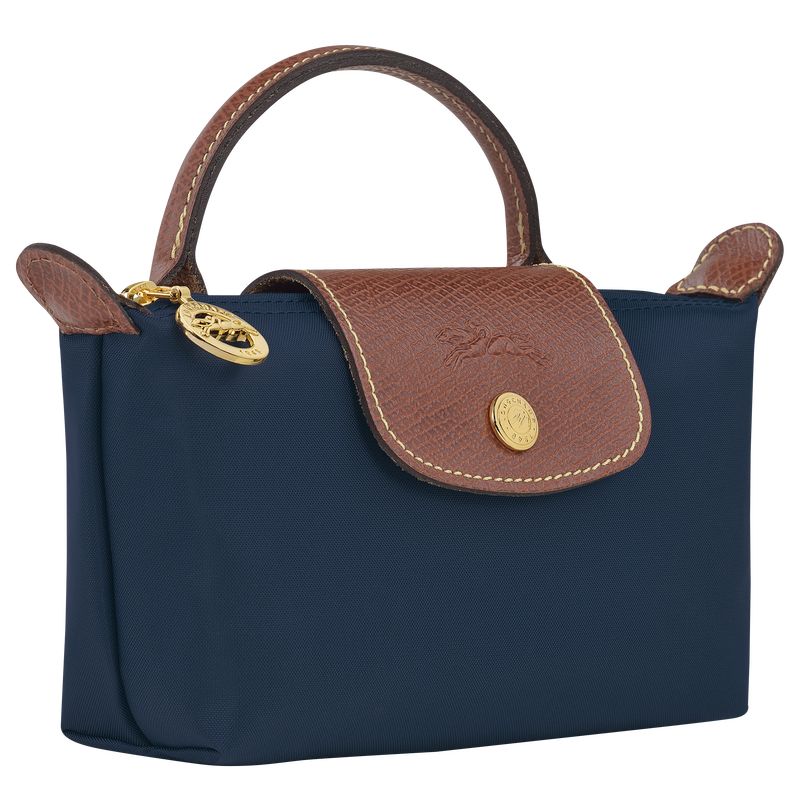 Pouches Damskie Longchamp Le Pliage Original with handle Recycled canvas Granatowe | PL8456XY