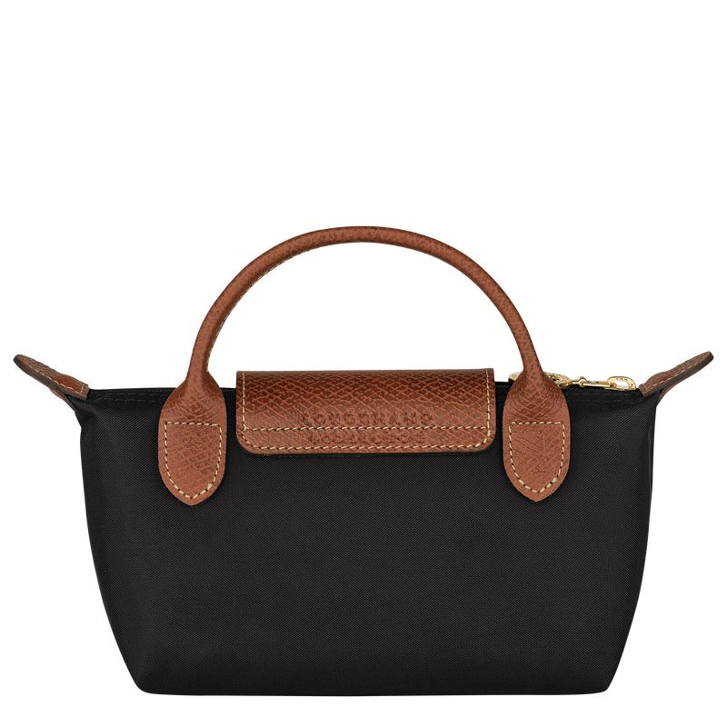 Pouches Damskie Longchamp Le Pliage Original with handle Recycled canvas Czarne | PL8455CT