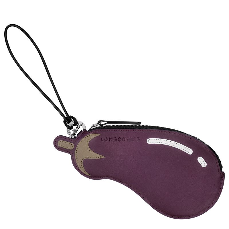 Pouches Damskie Longchamp Longcharm Eggplant clutch Leather Eggplant | PL8384SG