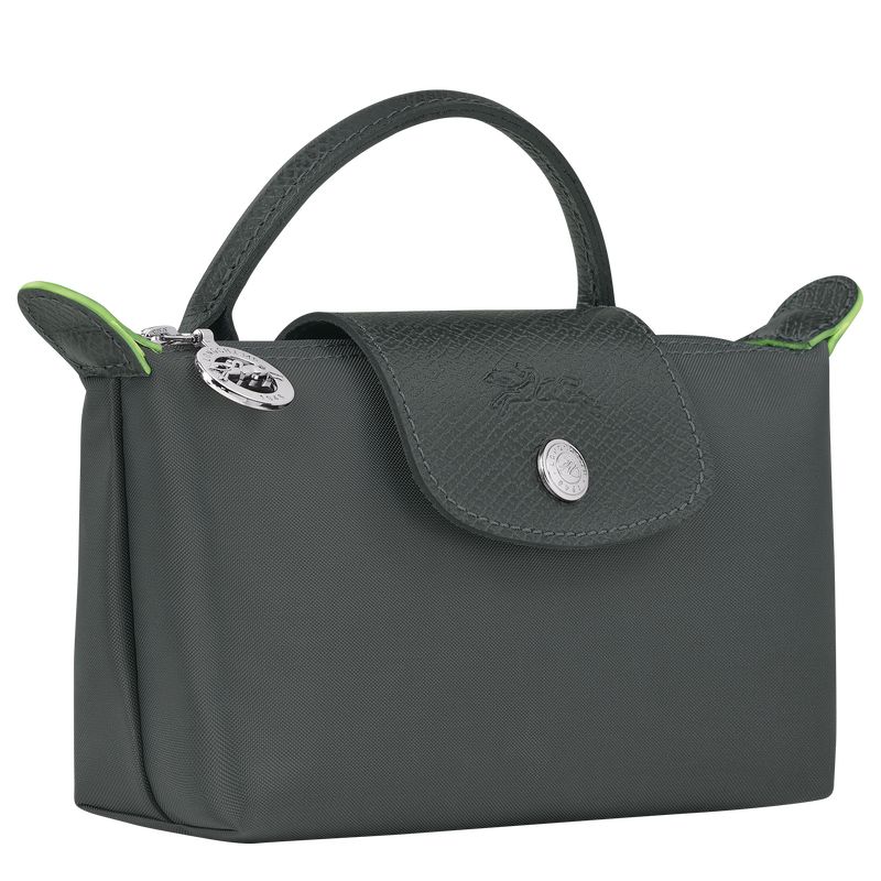 Pouches Męskie Longchamp Le Pliage Green with handle Recycled canvas Graphite | PL7320DF