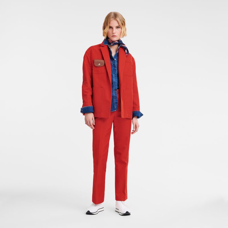 Spodnie Damskie Longchamp Suit Gabardine Paprika | PL7698WN