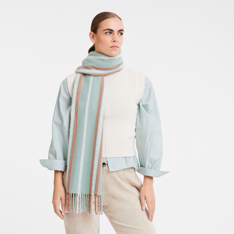 Stoles Damskie Longchamp Flocons Wool blend Celadon | PL8069OK