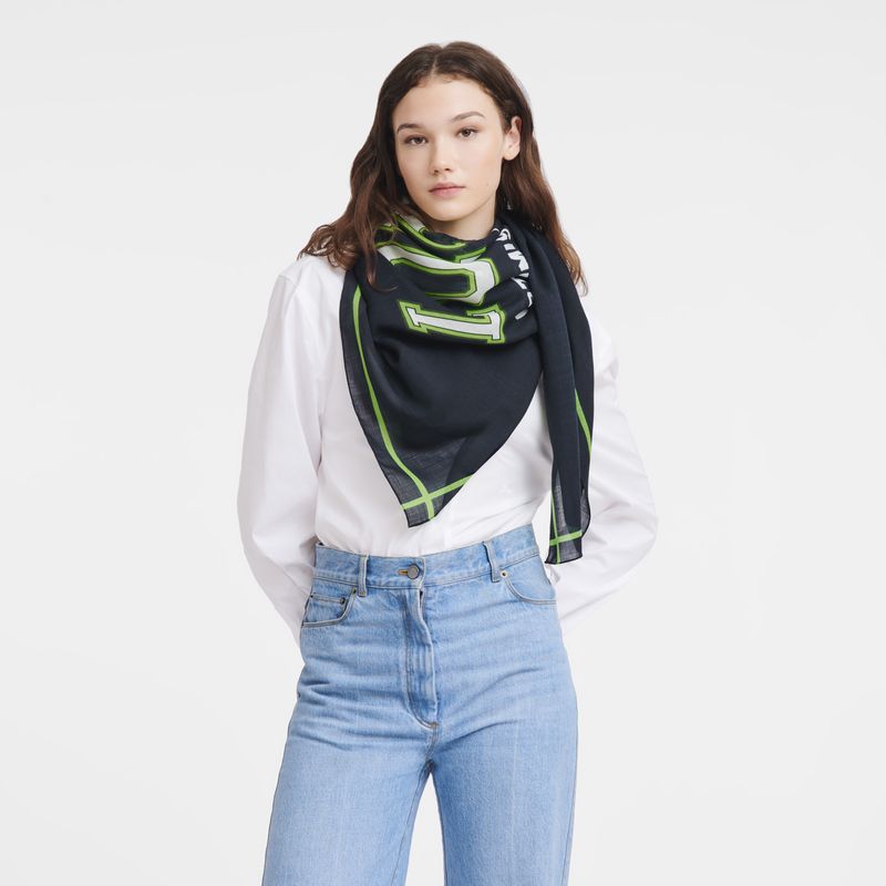 Stoles Damskie Longchamp Le Pliage University Scarf Wool Granatowe | PL8085NW