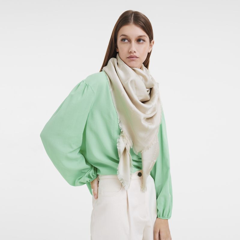 Stoles Damskie Longchamp Le Roseau Shawl Silk Blend Paper | PL8090VR