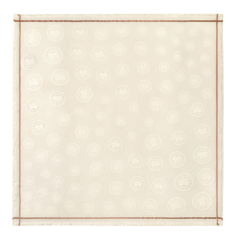 Stoles Męskie Longchamp La MÉdaille Shawl Cotton blend Ivory | PL7074WN