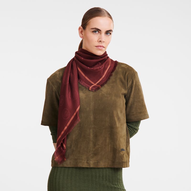 Stoles Męskie Longchamp La MÉdaille Shawl Cotton blend Bordowe | PL7056JP