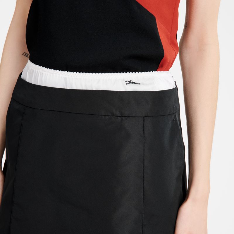 Sukienka Damskie Longchamp Short skirt with belt patch Technical taffeta Czarne | PL7847YX