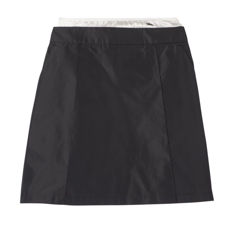 Sukienka Damskie Longchamp Short skirt with belt patch Technical taffeta Czarne | PL7847YX