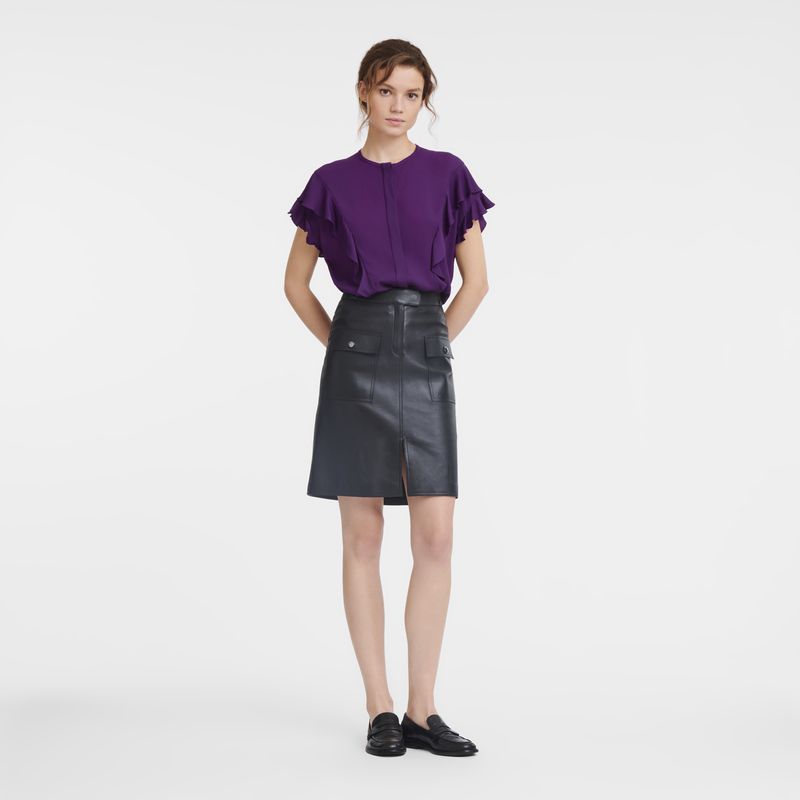 Sukienka Damskie Longchamp Skirt Leather Czarne | PL7846UZ