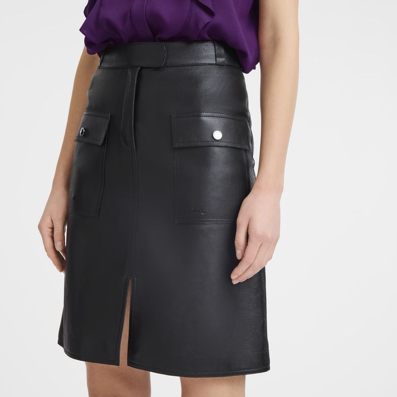 Sukienka Damskie Longchamp Skirt Leather Czarne | PL7846UZ