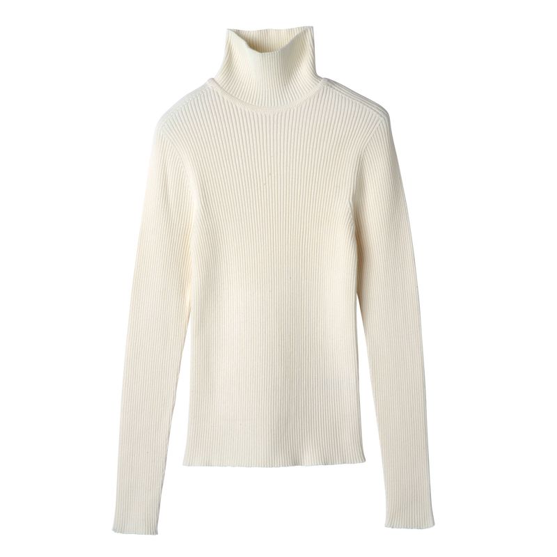 Sweter Damskie Longchamp High collar fitted Knit Ecru | PL7802WN