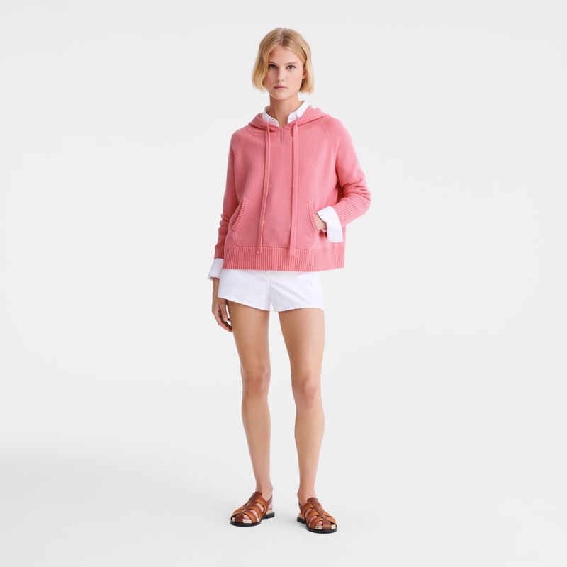 Sweter Damskie Longchamp Hoodie Knit Marshmallow | PL7799WN