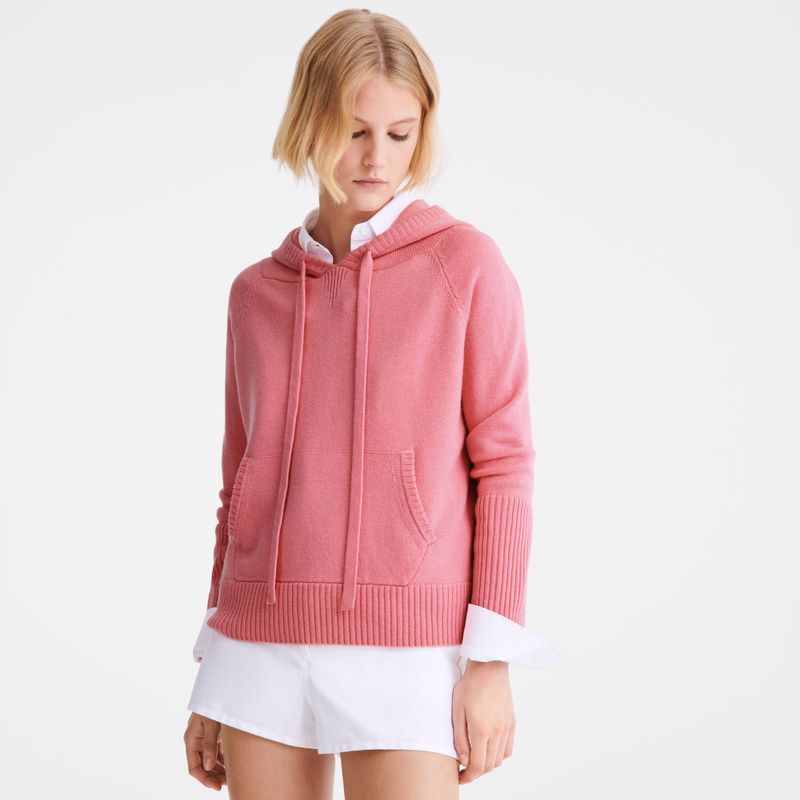 Sweter Damskie Longchamp Hoodie Knit Marshmallow | PL7721NW