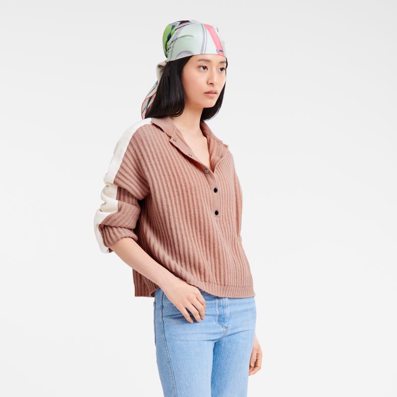 Sweter Damskie Longchamp Polo collar Knit Nude | PL7807UZ