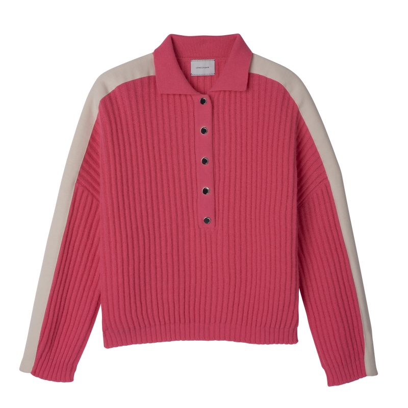 Sweter Damskie Longchamp Polo collar Knit Różowe | PL7798EB