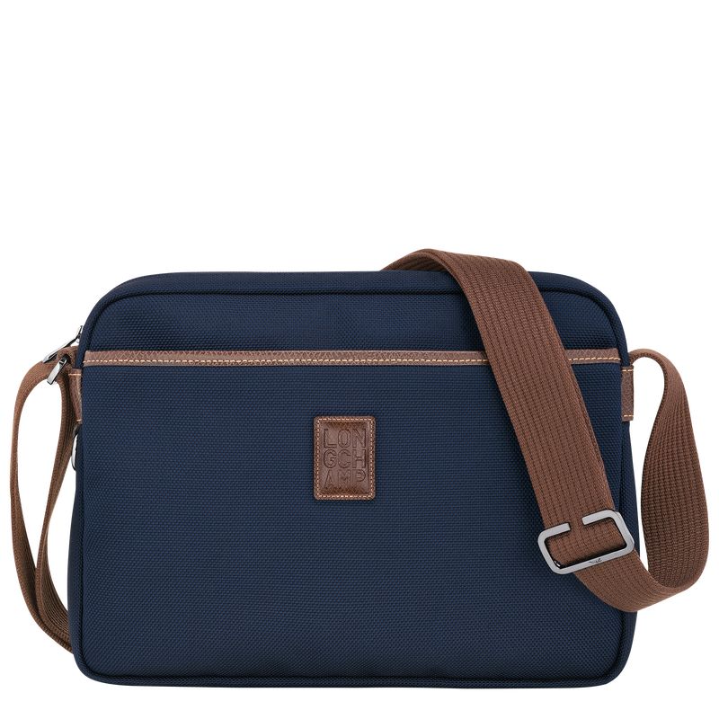 Torba Crossbody Męskie Longchamp Boxford M Camera Recycled canvas Niebieskie | PL7595EB