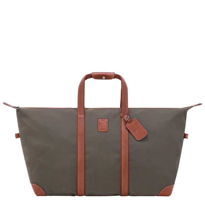 Torby Podróżne Męskie Longchamp Boxford L Recycled canvas Brązowe | PL7234YX