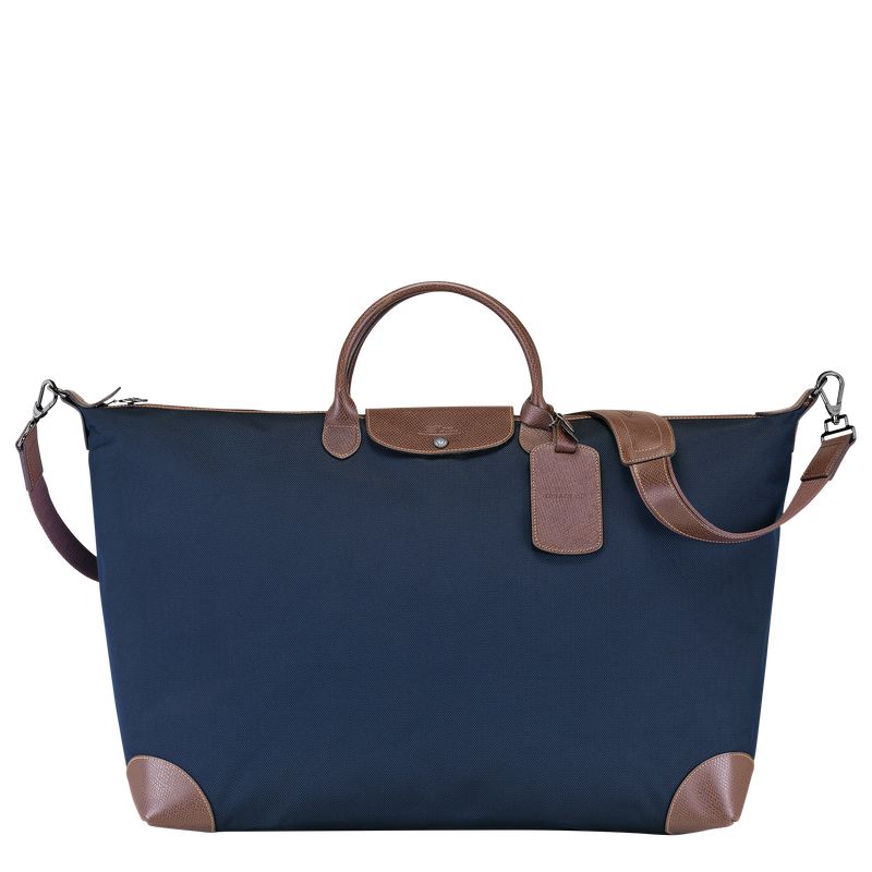 Torby Podróżne Męskie Longchamp Boxford M Recycled canvas Niebieskie | PL7238PJ