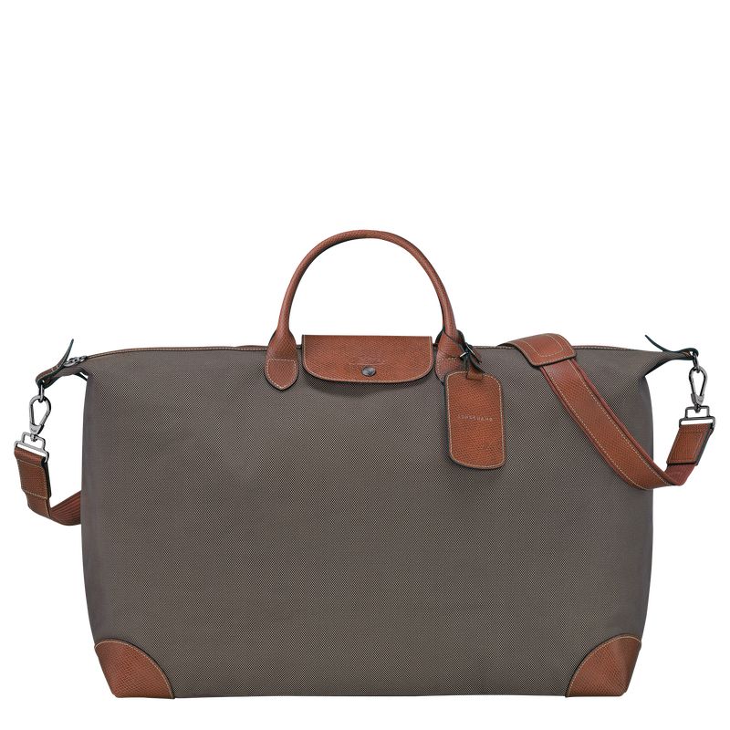 Torby Podróżne Męskie Longchamp Boxford M Recycled canvas Brązowe | PL7237OK