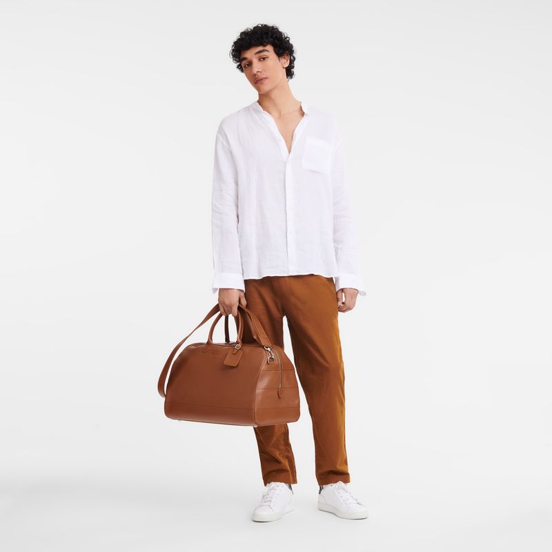 Torby Podróżne Męskie Longchamp Le FoulonnÉ M Leather Caramel | PL7229QM