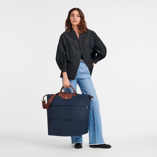 Torby Podróżne Męskie Longchamp Le Pliage Original expandable Recycled canvas Granatowe | PL7204NW