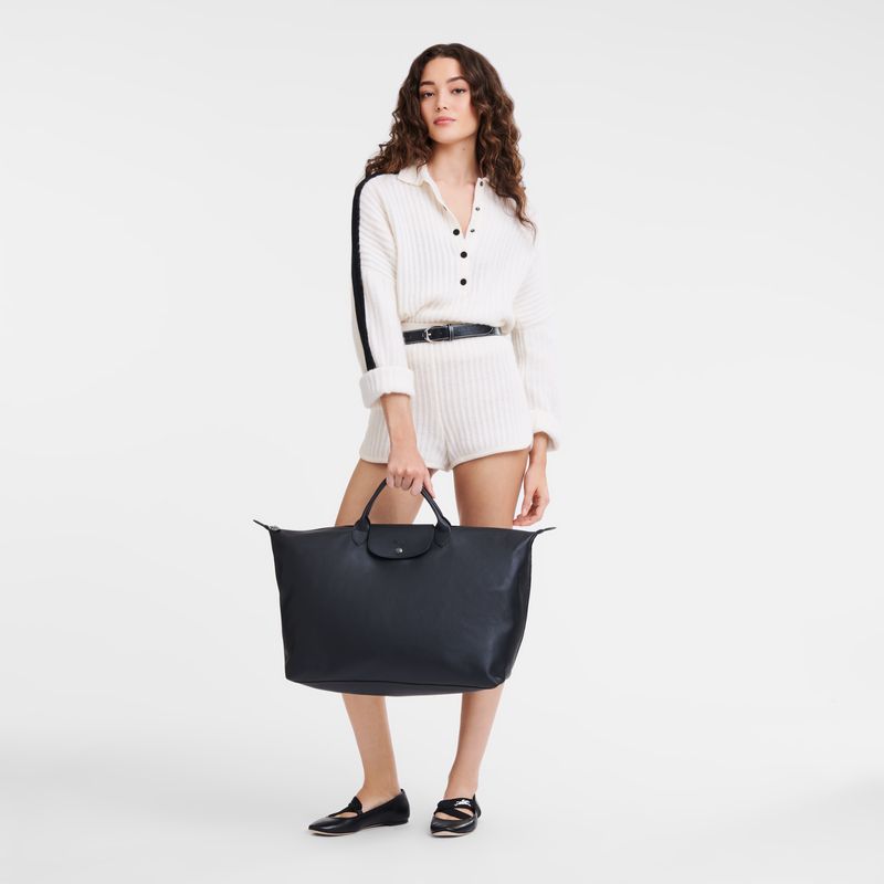 Torby Podróżne Męskie Longchamp Le Pliage Xtra S Leather Czarne | PL7222UZ