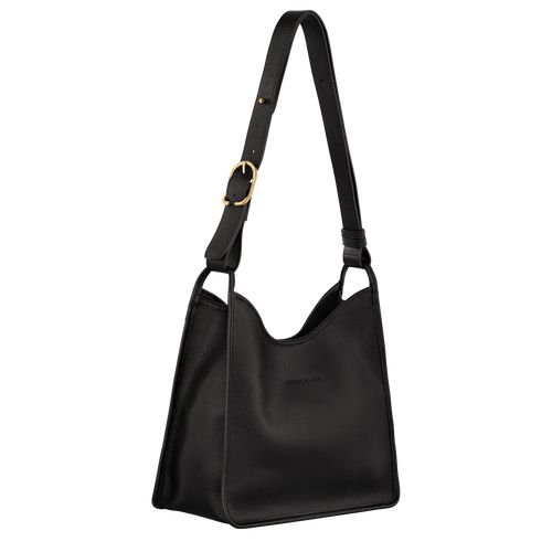 Torby Przez Ramię Damskie Longchamp Le FoulonnÉ M Hobo Leather Czarne | PL8828DF