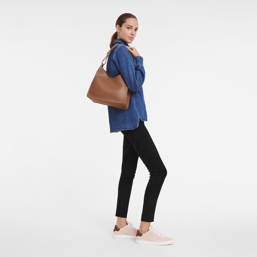 Torby Przez Ramię Damskie Longchamp Le FoulonnÉ M Hobo Leather Caramel | PL8827FD