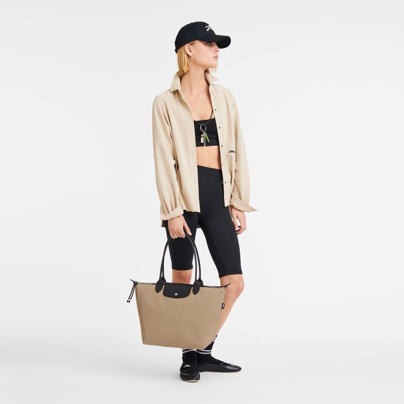 Torby Przez Ramię Damskie Longchamp Le Pliage Energy L Tote Recycled canvas Clay | PL8897TC