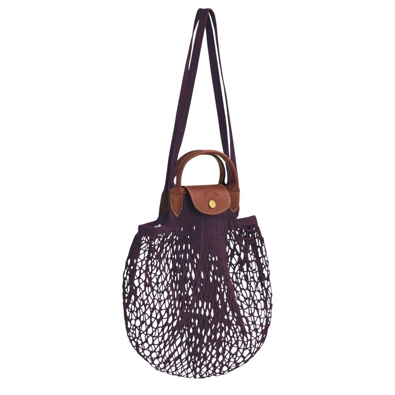 Torby Przez Ramię Damskie Longchamp Le Pliage Filet L Mesh Canvas Eggplant | PL8891WN