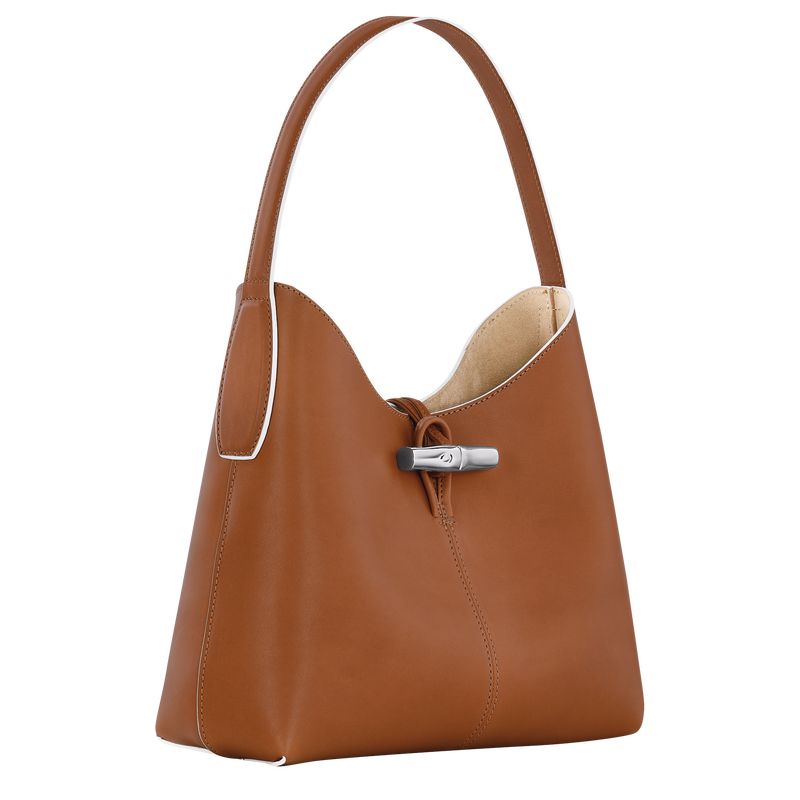 Torby Przez Ramię Damskie Longchamp Le Roseau M Hobo Leather Cognac | PL8860ZU