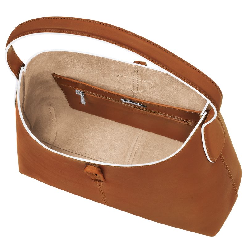 Torby Przez Ramię Damskie Longchamp Le Roseau M Hobo Leather Cognac | PL8860ZU