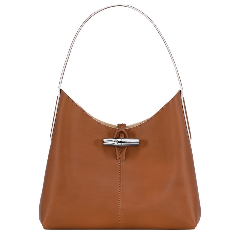 Torby Przez Ramię Damskie Longchamp Le Roseau M Hobo Leather Cognac | PL8860ZU