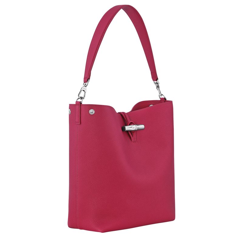 Torby Przez Ramię Damskie Longchamp Le Roseau M Shoulder Leather Beetroot | PL8854FD