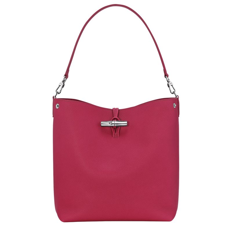 Torby Przez Ramię Damskie Longchamp Le Roseau M Shoulder Leather Beetroot | PL8854FD