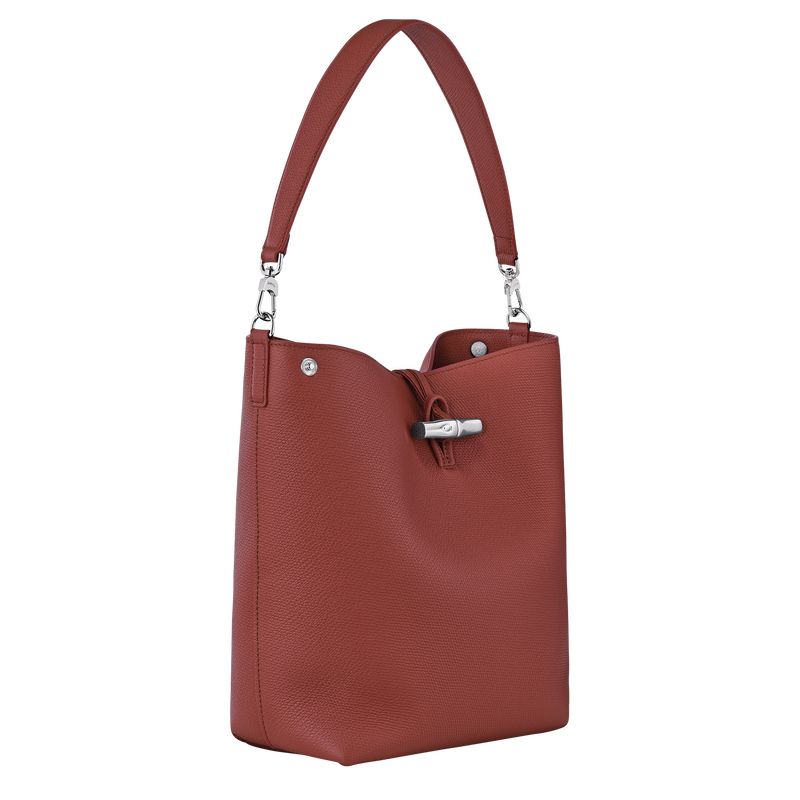 Torby Przez Ramię Damskie Longchamp Le Roseau M Shoulder Leather Chestnut | PL8852SG