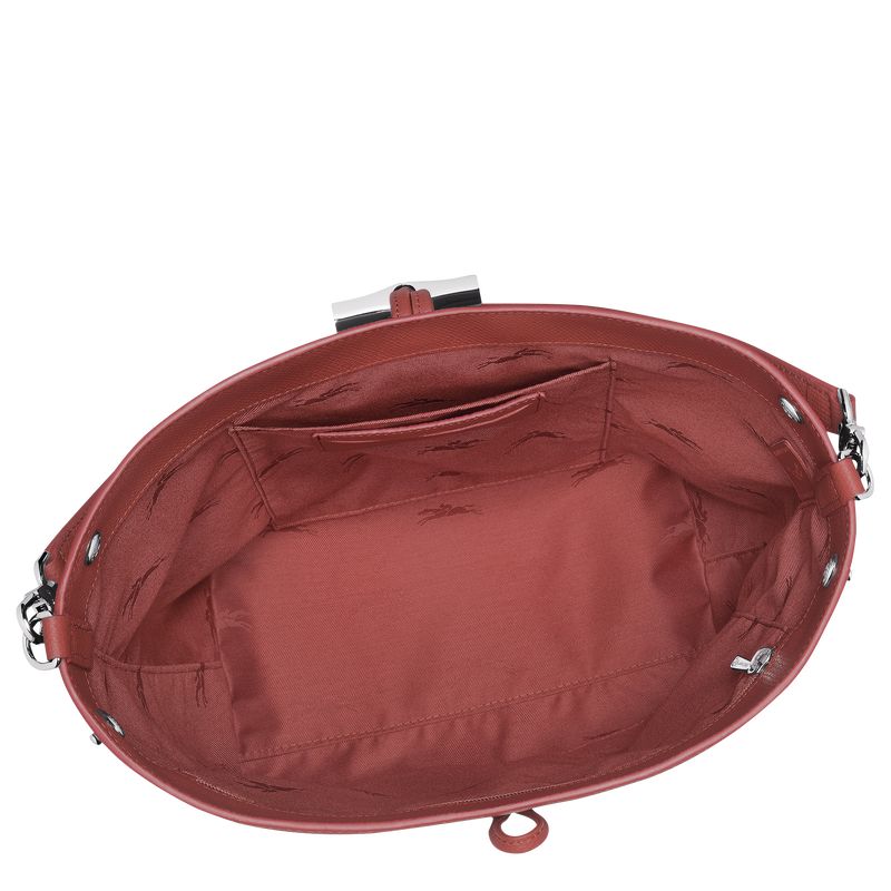 Torby Przez Ramię Damskie Longchamp Le Roseau M Shoulder Leather Chestnut | PL8852SG