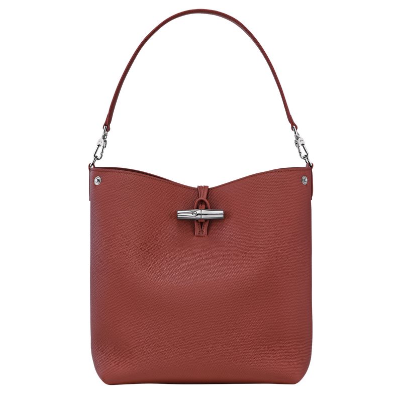 Torby Przez Ramię Damskie Longchamp Le Roseau M Shoulder Leather Chestnut | PL8852SG