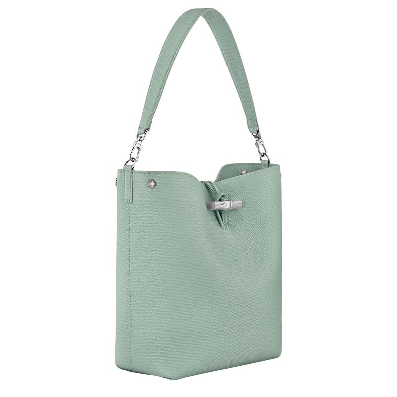 Torby Przez Ramię Damskie Longchamp Le Roseau M Shoulder Leather Celadon | PL8850PJ