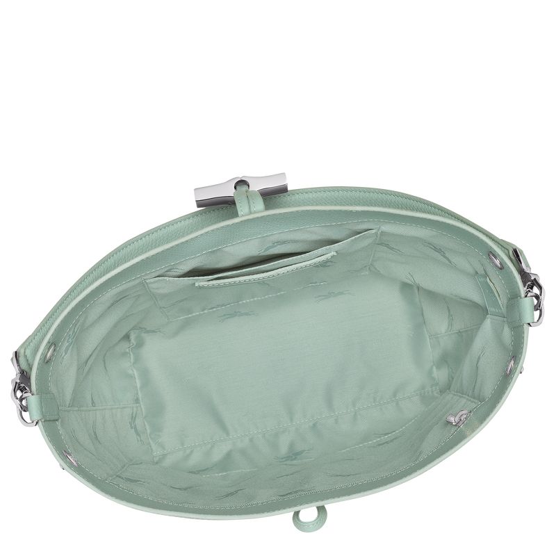 Torby Przez Ramię Damskie Longchamp Le Roseau M Shoulder Leather Celadon | PL8850PJ